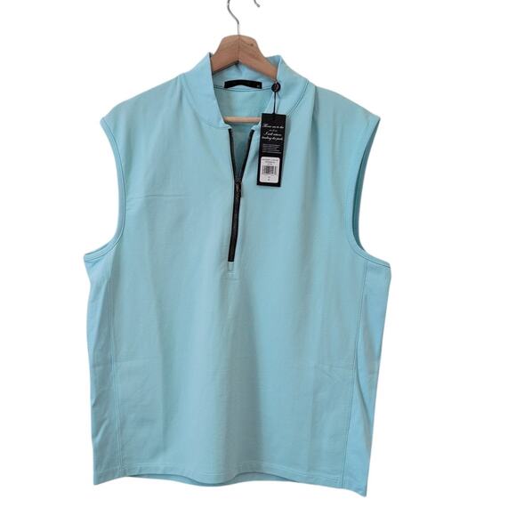 Greyson Golf Vest Siasconset Stand Collar 1/4 Zip Medium Blue Cattail MSRP $130 - Picture 2 of 10